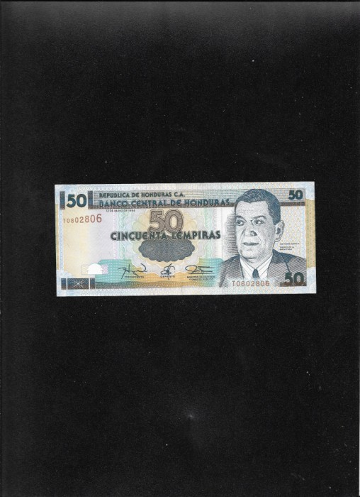 Rar! Honduras 50 lempiras 1994 seria0802806