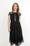 Rochie eleganta dama Abby, midi, neagra cu volan - Moze - XXL(44)