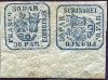 1864 , Lp 13 b , Principatele Unite 30 Parale , pereche intoarsa 90 grd. - margine coala MH, Nestampilat