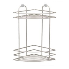 Raft pentru baie cu 2 nivele si 2 carlige, inox, 21 x 21 x 28 cm