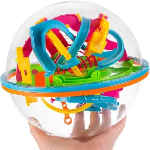 Jucarie interactiva labirint 3D, 138 obstacole, 18x18 cm, multicolor