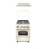 Pachet Aragaz rustic 4 arzatoare gaz, Cuptor pe gaz, 60x60cm, Studio Casa SIENNA, FE60/60G, Rotisor, Grill gaz, Ventilatie Turbo + Hota incorporabila