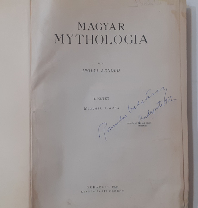 Ipolyi Arnold - Maghiar Mythologia ( Mitologie Maghiara) 1929 EX LIBRIS