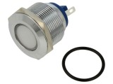 Lampă de control LED plată albă 24V &Oslash;22mm alamă