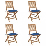vidaXL Scaune grădină pliabile cu perne, 4 buc., lemn masiv de acacia 3064681