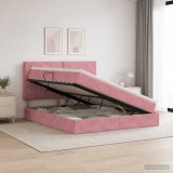 Cumpara ieftin Pat cu saltea si spatiu de depozitare Roz 160 x 200 cm Catifea