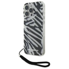 Husa pentru Apple iPhone 16 Pro, Karl Lagerfeld, IML Luxury Zebra Pattern with Strap, Neagra