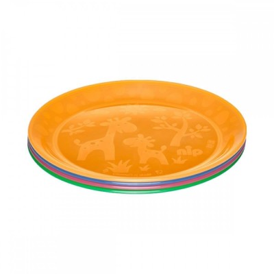 Set 4 farfurii intinse colorate pentru bebelusi si copii, diametru 19 cm, fara BPA, 6+ luni, Nip 37062 Children SafetyCare foto