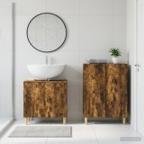 Cumpara ieftin Set de dulapuri pentru baie, 2 piese DELFT Stejar fumuriu