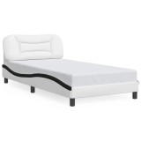 Cumpara ieftin Cadru de pat fara saltea Hvar alb si negru 100x200cm piele artificiala