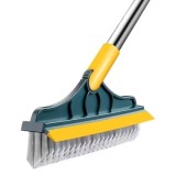 Matura 2in1, perie cu racleta, cu peri in forma de V, cap detasabil si rotativ, coada din otel inoxidabil, dimensiuni 100x22cm, verde/galben