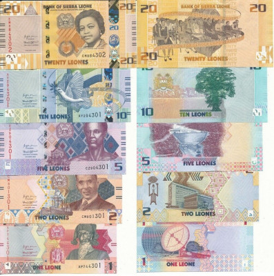 Bancnota Sierra Leone 1, 2, 5, 10 si 20 Leones 2022 - UNC ( set x5 - denominare) foto
