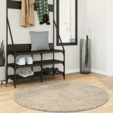 vidaXL Covor ISTAN, cu fire &icirc;nalte, aspect lucios, bej, &Oslash; 120 cm