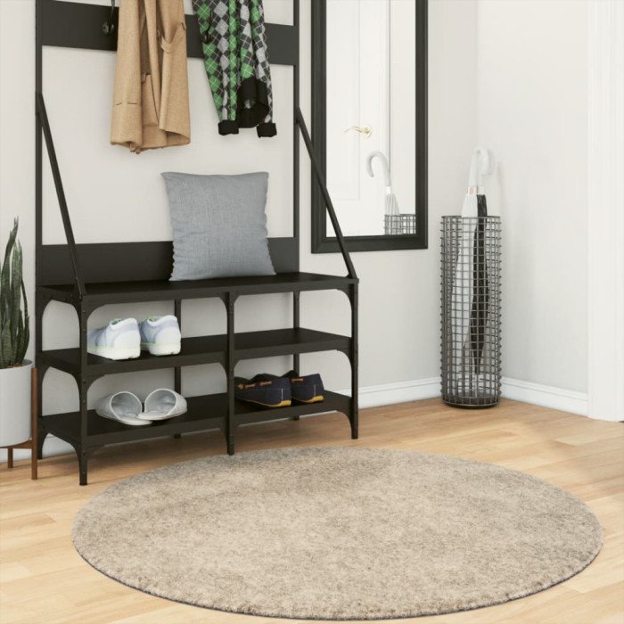 Covor ISTAN, cu fire &icirc;nalte, aspect lucios, bej, &Oslash; 120 cm