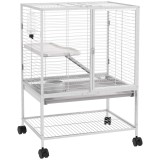 PawHut Cușcă pentru animale mici pe roți 2 nivele cu 2 uși, 1 rampă, 1 raft de depozitare 61,5 x 44,5 x 86 cm gri | Aosom Romania