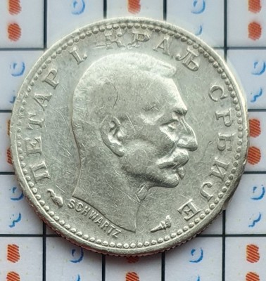 Serbia 50 para 1915 argint - Petar I - km 24 - A006 foto