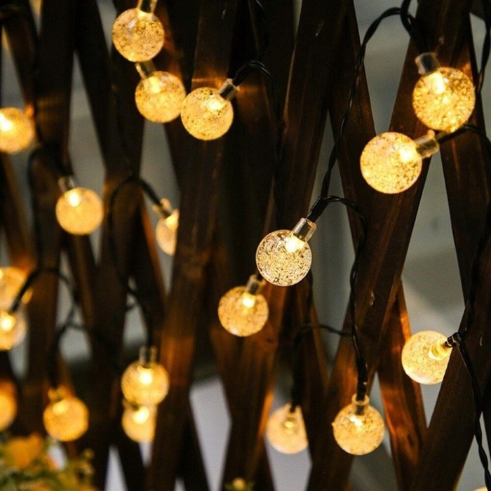 Ghirlanda luminoasa, LED, model Bubble, 50 becuri, 935cm, incarcare solara, lumina alb cald Household NewTrend