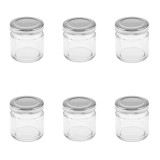 Set 6 borcane din sticla, cu capac metalic, transparent, 55ml, 5x5 cm, Oem