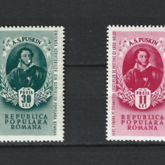 ROMANIA 1949 - A.S.PUSKIN, PERECHE, MNH - LP 254
