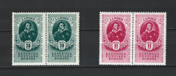 ROMANIA 1949 - A.S.PUSKIN, PERECHE, MNH - LP 254