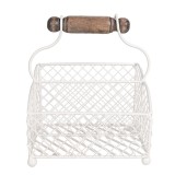 Cumpara ieftin Cos fier alb lemn maro 19x15x9/24 cm