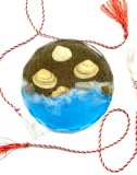 Suport Pahare (Coaster) Handmade &ndash; Design Marin cu Rășină Epoxidică, Nisip și Scoici