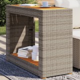 Cumpara ieftin Masă laterală de grădină blat lemn, gri, 100x40x75 cm poliratan