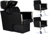 Set Scafă coafor Maya + 2 scaune coafură cu suport hidraulic pivotant, accesorii și bol ceramic