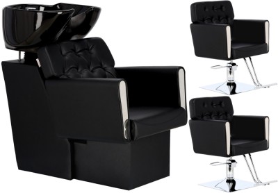 Set Scafă coafor Maya + 2 scaune coafură cu suport hidraulic pivotant, accesorii și bol ceramic foto