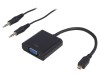 Cablu convertor QOLTEC negru 200mm model 50403 Jack 3.5mm Micro HDMI D-Sub 15pin