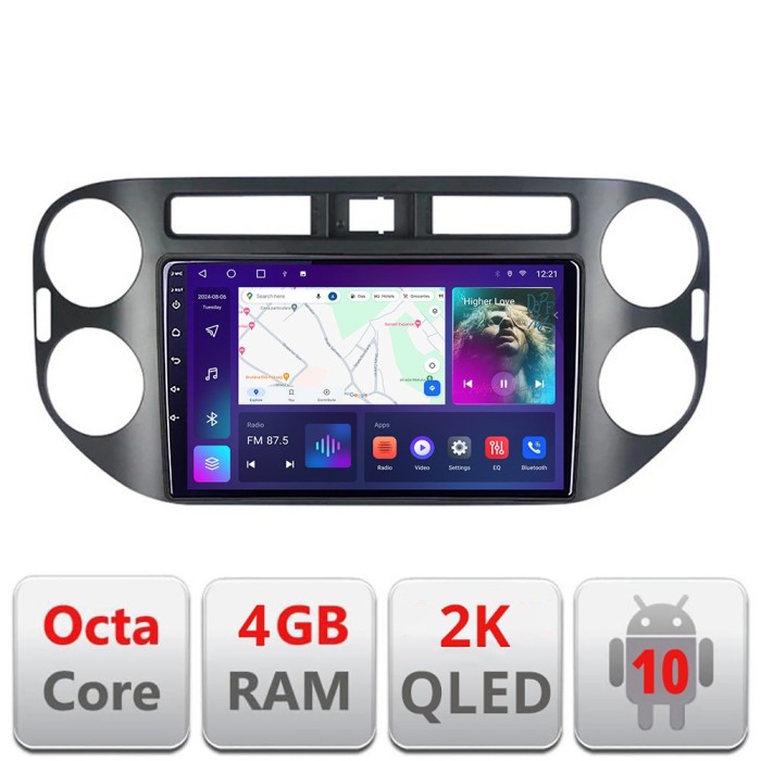 Navigatie VW Tiguan si Golf Plus 2012-2016 Android Octa Core Ecran 2K QLED GPS 4G 4+32GB 360 KIT-489v2+EDT-E409-2K CarStore Technology