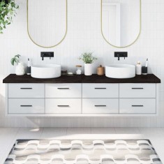 vidaXL Blat de baie, maro &icirc;nchis, 220x50x(2-6) cm, lemn masiv tratat