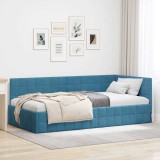VidaXL Cadru de pat colțar cu headboard albastru 90 x 200 cm Catifea
