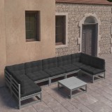 vidaXL Set mobilier grădină cu perne, 8 piese, lemn masiv de pin 3077191