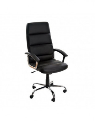 Scaun birou OFF 618, piele ecologica, mecanism balans, baza cromata, 110 kg foto