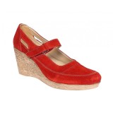 Pantofi dama din piele naturala velur, rosu, foarte comozi - P9154RVEL2