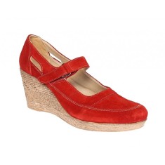 Pantofi dama din piele naturala velur, rosu, foarte comozi - P9154RVEL2