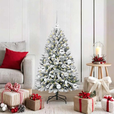 vidaXL Brad de Crăciun artificial Verde și alb 120 cm PVC și Metal 3395735 foto