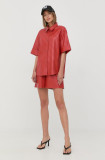 Cumpara ieftin Karl Lagerfeld camasa femei, culoarea rosu, cu guler clasic, relaxed