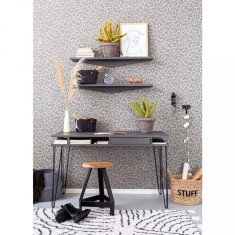 KidsDepot Taburet ?Original? 32 cm, negru, lemn de mango foto