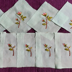Boboci de trandafiri - set 10 servetele matase cusute manual pentru decor festiv