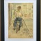 Tablou 1962 Iasi Zugravi Copil pe tricicletă pictura acuarele inramat 35x46cm