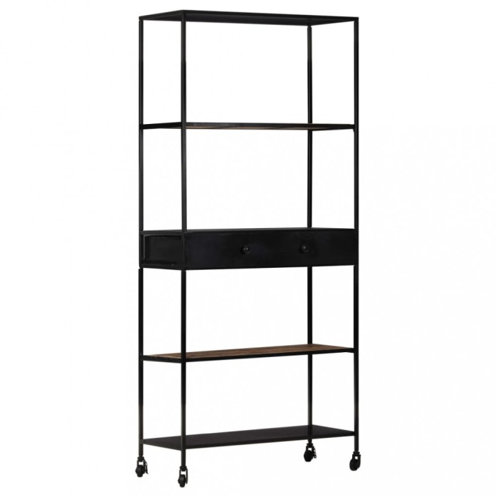 vidaXL Bibliotecă, 80x35x180 cm, lemn mango nefinisat &amp; fier