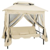 Balansoar extensibil cu pavilion, alb crem