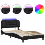 Cumpara ieftin Cadru de pat cu LED fara saltea, Hvar, negru si alb, 100x200 cm