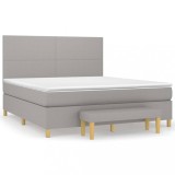 Cumpara ieftin Pat continental, gri deschis, 180x200 cm, material textil