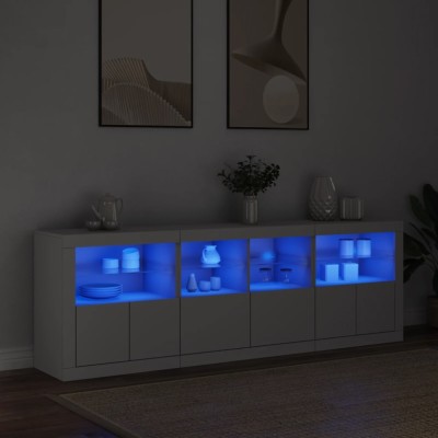 Dulap cu lumini LED, alb, 202x37x67 cm foto