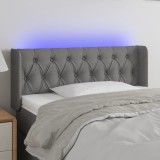vidaXL Tăblie de pat cu LED, gri &icirc;nchis, 93x16x78/88 cm, textil