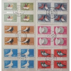 Ungaria 1957 - porumbei, serie stampilata de 4