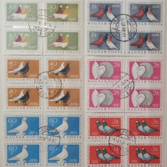 Ungaria 1957 - porumbei, serie stampilata de 4